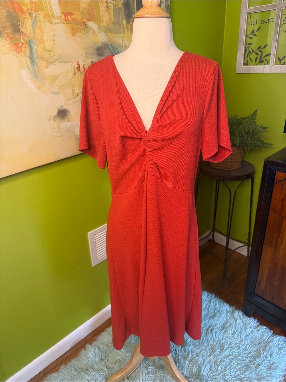 torrid Rust-Red Twist Front V-Neck Dress